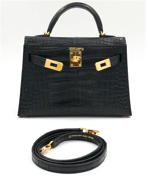 hermes black mini kelly bag|Hermes mini kelly crocodile.